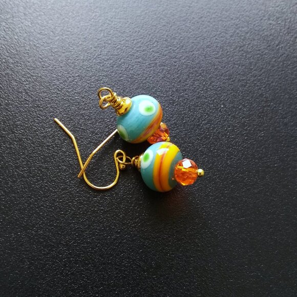 Vibrant & Colorful! Short Boho Dangle Earrings! Artisan Beads + Spunk for You! - Picture 1 of 12